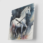 Waterverf Schilderij van Paard Vierkante Klok (Hoek)