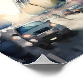 Waterverf Schilderij van Parijse Straat Poster (Hoek)