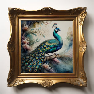 Waterverf Schilderij van Peacock 1:1 Poster
