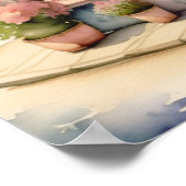 Waterverf Schilderij van Roze Bloemenwinkel Paris Poster (Hoek)