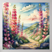 Waterverf Schilderij van Snapdragon Landscape Poster (Voorkant)
