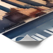 Waterverf Schilderij van Stad met Water Poster (Hoek)