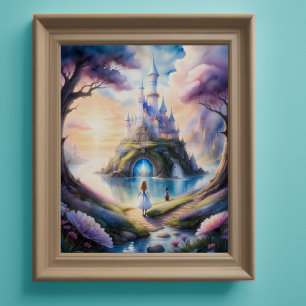 Waterverf Schilderij van Storybook Castle Poster