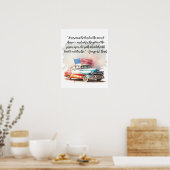 Waterverf schilderij van Vintage Car Poster (Keuken)