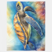 Waterverf schilderij Zee schildpad Fleece Deken (Voorkant)