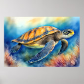 Waterverf schilderij Zee schildpad Poster (Voorkant)