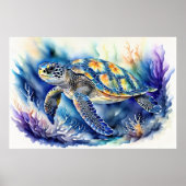 Waterverf schilderij Zee schildpad Poster (Voorkant)