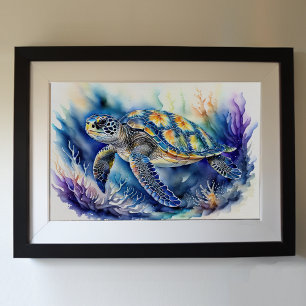 Waterverf schilderij Zee schildpad Poster