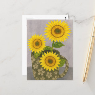 Waterverf Schilderij Zonnebloem Briefkaart