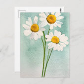 Waterverf schilderkamille witte bloem briefkaart (Voorkant / Achterkant)