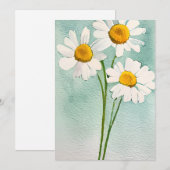 Waterverf schilderkamille witte bloem feestdagenkaart (Voorkant / Achterkant)