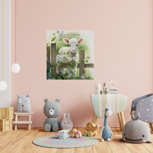 Waterverf Schilderlamp Witte bloemen Poster