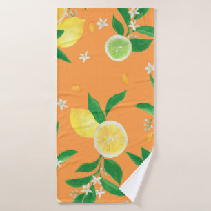 Waterverf schildert naadloos patroon met citrus f badhanddoek