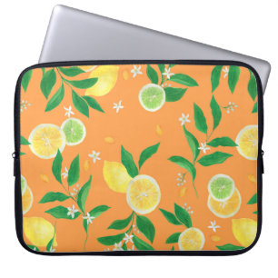 Waterverf schildert naadloos patroon met citrus f laptop sleeve