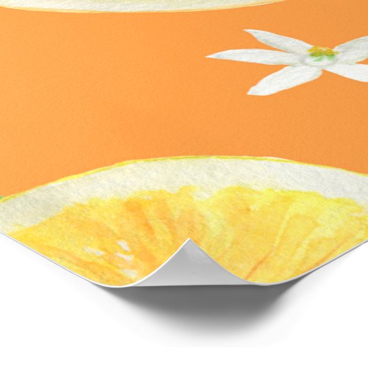 Waterverf schildert naadloos patroon met citrus f poster (Hoek)