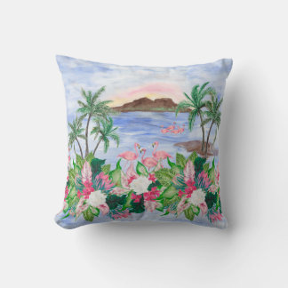 Waterverf schildert naadloos patroon met hawaï kussen