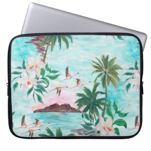 Waterverf schildert naadloos patroon met hawaï laptop sleeve
