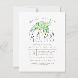 Waterverf schildpad | Aquatisch Baby shower Kaart