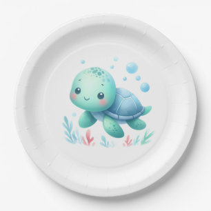 Waterverf schildpad baby shower papieren bordje