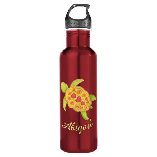 Waterverf schildpad: drinken flesje waterfles (Voorkant)