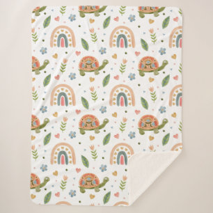  Waterverf schildpad en regenboogpatroon Sherpa Deken