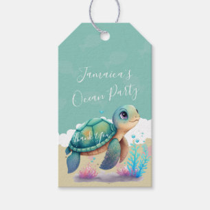 Waterverf Schildpad Oceaan Strand Verjaardag Bedan Cadeaulabel