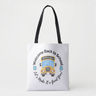 Waterverf schoolbus boodschappentas draagtas