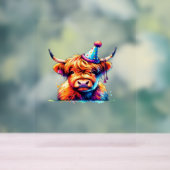 Waterverf Schotse Hoogland Koe Verjaardag Essentia Acryl Bord (Neutraal)