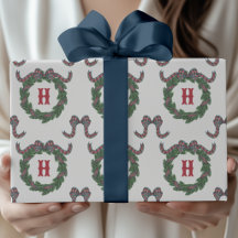 Waterverf Schotse ruit Boog Monogram Krans