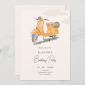 Waterverf scooter kunstverjaardag kaart (Voorkant / Achterkant)