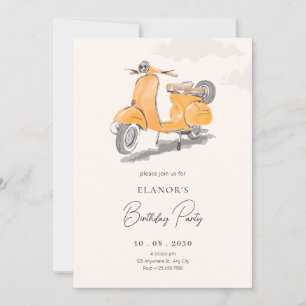 Waterverf  scooter kunstverjaardag kaart