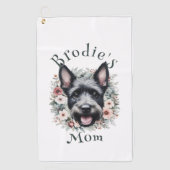 Waterverf Scottie en Floral Wreath Golfhanddoek (Voorkant)
