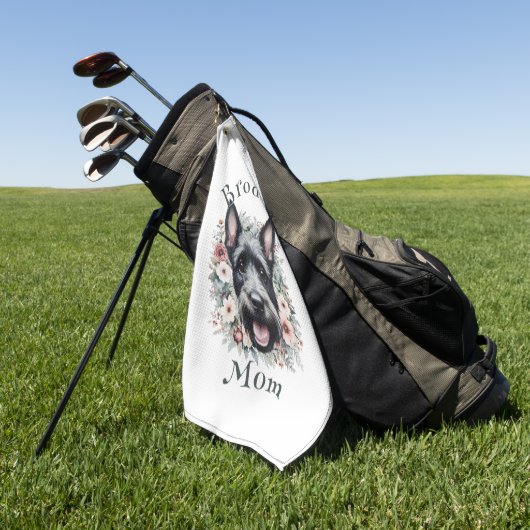 Waterverf Scottie en Floral Wreath Golfhanddoek (Groen)