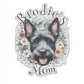 Waterverf Scottie en Floral Wreath Sticker (Voorkant)