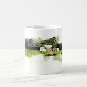 Waterverf Scottish Farmhouse met Sheep Koffiemok