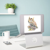 Waterverf Screech Uil Vogel Natuur Kunst Sticker (Laptop op bureau)