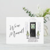 Waterverf Script Black Door We hebben verplaatst Aankondiging (Staand voorkant)