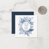 Waterverf Script Foliage Navy Blue Save the Date Notitiekaartje (Voorkant / Achterkant in situ)