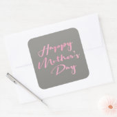 Waterverf Script, Happy Moederdag, Roze, grijs Vierkante Sticker (Envelop)