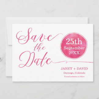Waterverf Script Pink Save The Date