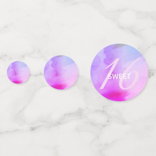 Waterverf Script Rainbow Pastel Sweet 16 Confetti (Voorkanten)