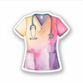 Waterverf scrubs en stethoscoop sticker (Voorkant)