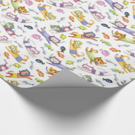 Waterverf Scuba-duikkattenpatroon Cadeaupapier