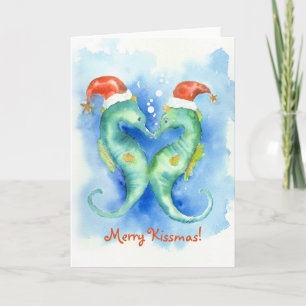 Waterverf Seahorse Christmas Kaart