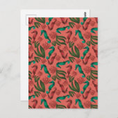 Waterverf Seahorse Coral Nautical Pattern Briefkaart (Voorkant / Achterkant)