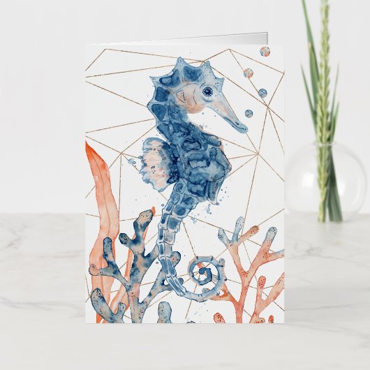 Waterverf Seahorse Folded Folie Wenskaart (Voorkant)