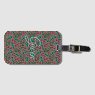 Waterverf Seahorse Grey Nautical Personalized Bagagelabel