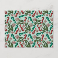 Waterverf Seahorse Mint Nautical Pattern