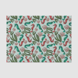 Waterverf Seahorse Mint Nautical Pattern Tissuepapier