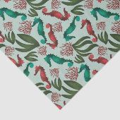 Waterverf Seahorse Mint Nautical Pattern Tissuepapier (Detail)